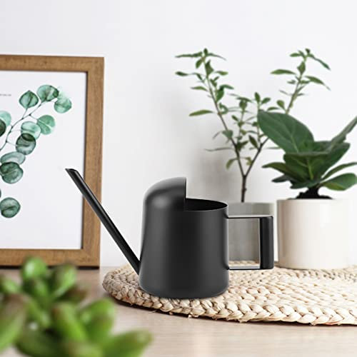 Regadera de Acero Inoxidable con Pico Largo - Regadera Negra para Flores de Interior y Exterior para Niños, Tamaño Pequeño de 300 Ml para Que los Niños Rieguen Las Plantas