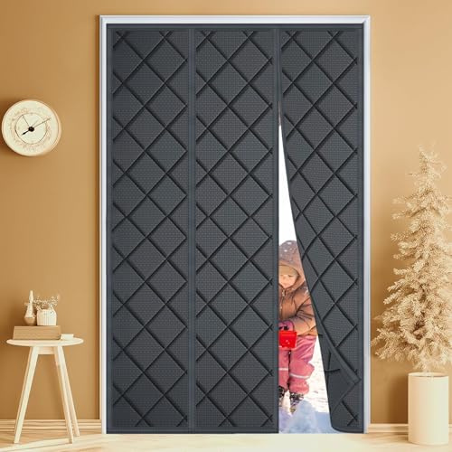 Rideau de Porte Magnétique à Isolation Thermique 180x220cm Rideau de Porte Épaississant d'hiver, Rideau de Porte Magnétique Auto-absorbant, Thermique Avec Protection Contre le Froid, Isolant Phonique