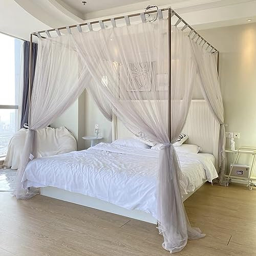 Moskitonetz, Baldachin-Vorhang für Erwachsene, Teenager, Mädchen, Jungen, Bett – Eleganter Luxus-4-Eckpfosten-Baldachin für Doppelbett, Doppelbett, Queen-Size-Bett