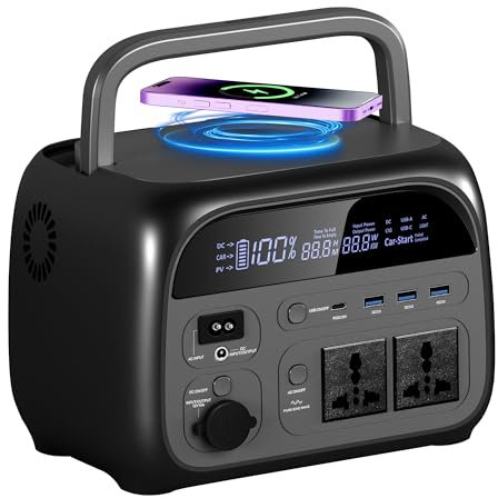 Ctolity Tragbare Powerstation 345Wh LiFePO4 Batterie mit 600W AC Ausgang 1,2h Schnellaufladung für Camping Reisen Notfälle Uni-Stecker