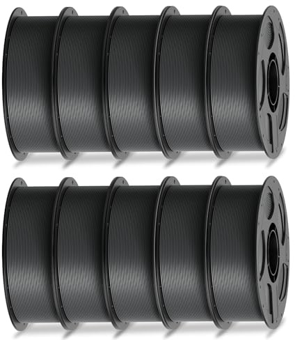 ANYCUBIC PLA-filament 1,75 mm, 3D-skrivarfilament, intelligent identifiering, dimensionell noggrannhet +/- 0,02 mm, 10-pack 1 kg återanvändbar spole, textur grå*10