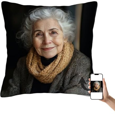 Kissenbezug 60 x 60, Personalisiertes Kissen mit Foto & Text, Selbst Gestalten Personalisierte Kissenbezug mit Beidseitiger Bedrucken und Unsichtbarer Reißverschluss, Geschenke für Mama, Frauen S-5