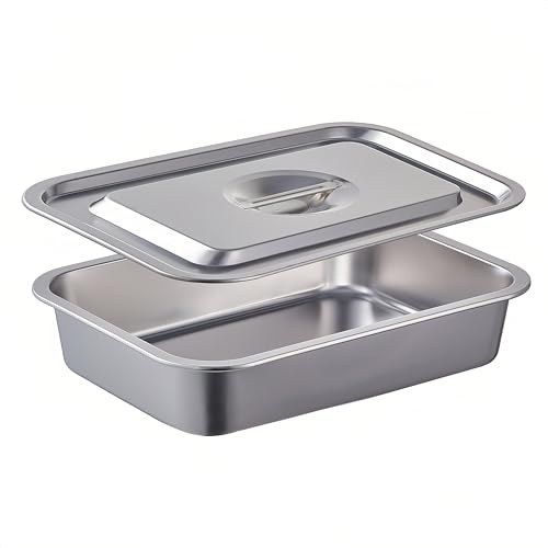 4 Inch Extra Deep Lasagna Pan with Lid, 11.6x15.6 Inch 9.2QT Large Stainless Steel Nonstick Lasagna Baking Roasting Dish Pan for Oven(L, 1 Pack)