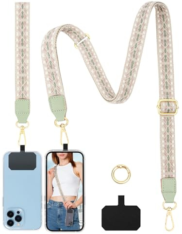 Faneam Correa Universal para Teléfono Móvil, Cordón Movil Colgar Ajustable con Motivos Chic, Correas para Bolsos de Mujer, Anchura de 2,5 cm, Colgador Móvil Cuello, Colgador Lanyard Móviles para Mujer
