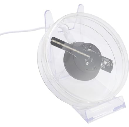Plyisty Ventilador de Holograma 3D con WiFi y Control de Aplicaciones, Proyector de Visualización Holográfica de Escritorio de 170 ° con 48 Perlas LED