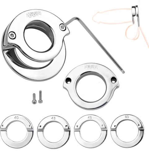 Kuaecr Metal Chastity Cage Male Peniskäfig mit Hodenteiler Edelstahl Soul Penis Stretch, Keuschheitskäfig Männer Cock Cage Set, Keuschheitsgürtel SM Bondage Extrem Sexspielzeug für Herren (S 40mm)