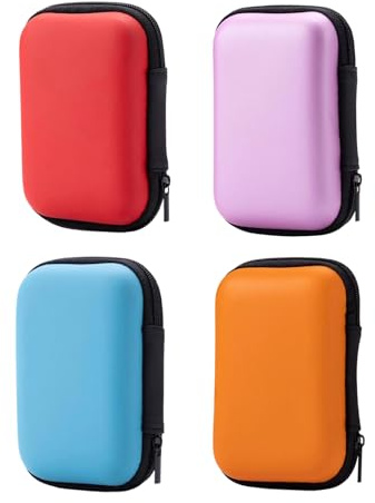 AHEJIOO 4 Stück Spielkarten Box Set (Rot, Rosa, Orange, Blau), Tragbare UNO Kartenbox mit Reißverschluss, Schutzhülle als Spielkarten Etui für Brettspiele Zubehör, Reise Aufbewahrung