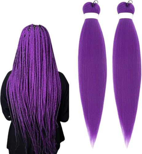 Rajout Cheveux Tresses Violet Clair, 26 Inch Africaine Textured Cheveux Meches De Chéveux,Pour Tresses Purple Braiding Hair Extensions,Extensions de cheveux afro-Tresses au crochet,Per Pack 90g (2pc)