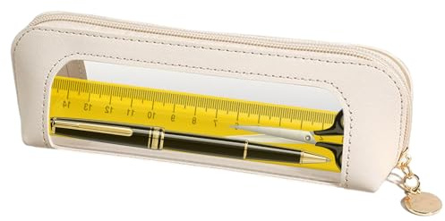Bolsa transparente para lápices: gran PVC transparente, cremallera, organizador de artículos de papelería para estudiantes, espaciosa bolsa de almacenamiento | Estuche duradero para lápices con