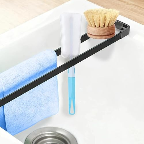 DOJASOHILMI Kitchen Sink Caddy Sink Tidy/Caddy 43cm Dishcloth Holder Narrow Sink Storage Rack for Kitchen Storage & Organisation