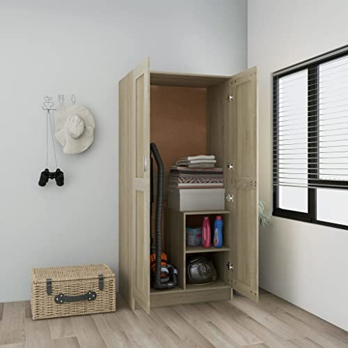 Frdhee Wäscheschrank Kleiderschrank Kinder,Kleiderschrank -Eiche 82,5x51,5x180 cm Holzwerkstoff,Kellerschrank für Wohnzimmer Flur Büro
