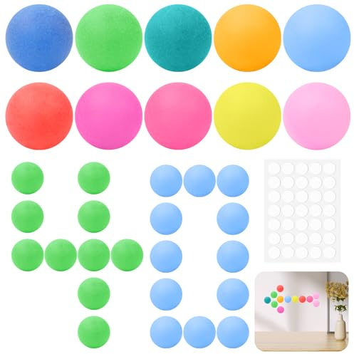 Hexizexi Tischtennisbälle Bunt 40mm Ping Pong Bälle mit Aufklebers | Ping Pong Bälle für Partydekorationen Spiele Basteln DIY-Projekte