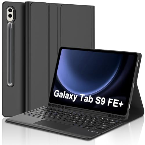 Teclado con Trackpad para Samsung Tab S10+ 12.4 2025/S9 FE+ Plus 12.4 | Funda para Galaxy Tab S9 FE Plus con Español Ñ Bluetooth Teclado con Touchpad para Tablet Samsung Tab S9 FE+ 12.4, Negro
