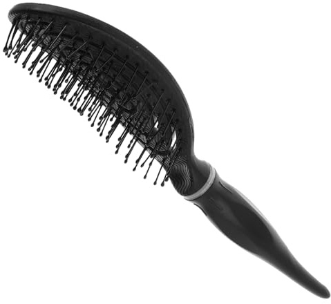 SILENRADAWN Black Hollow-out Plastic Hair Volume Comb for Women with Large Curved Oval Shape, Gentle on Hair Strands, for Styling and Fluffy Bangs