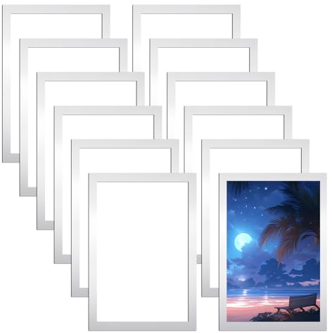 12 Stück Magnet Bilderrahmen Magnetrahmen A4 Selbstklebend Magnetische | Bilderrahmen Magnetisch A4 Selbstklebend Aufklappbarer Magnetrahmen mit Magnetverschluss