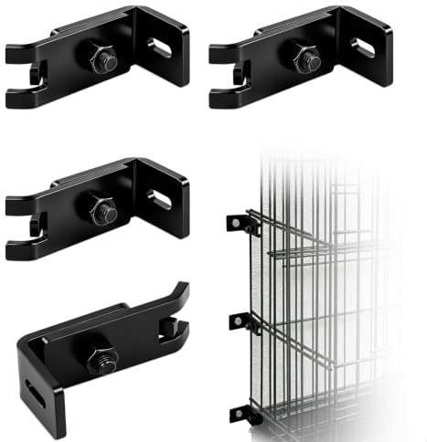 Cavalier de Fixation pour Clôtures à Double, Connecteurs Angle 4 Pcs Fixation Grillage Rigide sur Mur Poteau, Panneau Grillage Rigide Panneau Destinés Fixer Clôtures Grillagées Mur