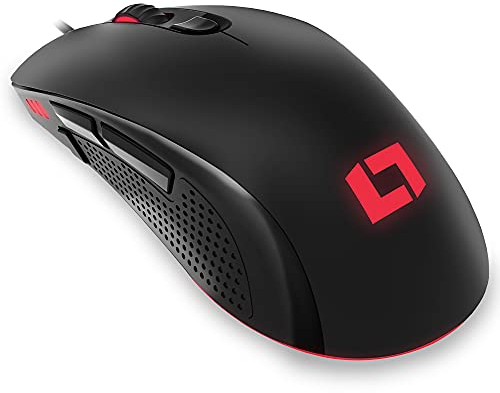 Lioncast LM60 Pro Gaming Mouse - Up to 16,000 DPI, 1ms Response Time, 7 Programmable Buttons - PMW 3389 Optical Sensor RGB Lighting, Angled Ergonomic Design, Anti-Sweat Coating