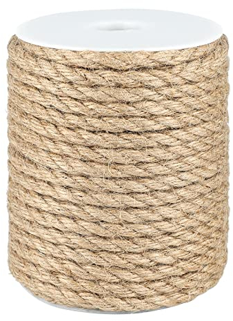jijAcraft Corde de Jute 8 mm, Corde Chanvre 20 Mètres, Ficelle Chanvre pour Loisirs Créatifs, Décoration, l'emballage, Jardinage