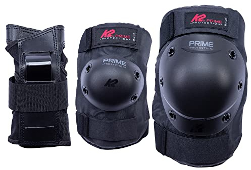 K2 Skates unisex – PRIME PAD SET för vuxna – skyddsset för inline-skridskoåkning – svart – röd – 30E1412
