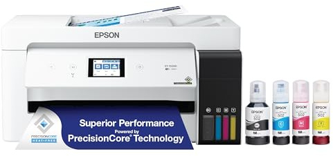 Epson EcoTank ET-15000 Wireless Color All-in-One Supertank Printer with Scanner, Copier, Fax, Ethernet and Printing up to 13 x 19 Inches, White