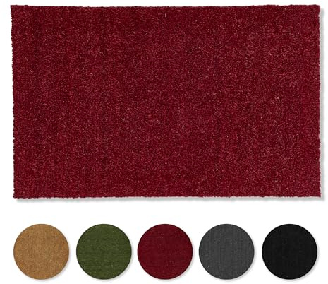 Carpido Halkfri kokosdörrmatta - antibakteriell dörrmatta för utomhusbruk täckt - hållbar naturfiber - 100% kokosnöt 90 x 122 cm röd | Hållbar naturfiberdörrmatta för inomhus och utomhus täckt robust kokosfiber och lättskött dörrmatta