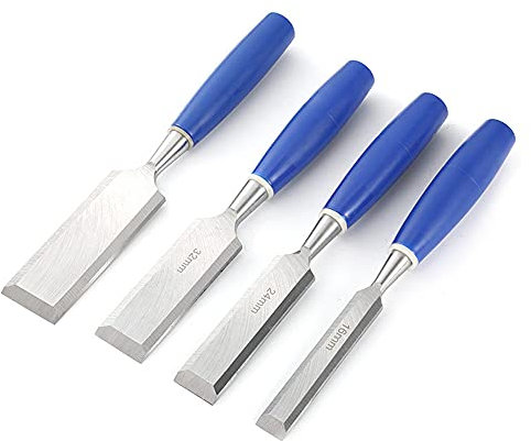 Cinceles para madera 4 piezas juegos de formones cinceles para madera acero al cromo vanadio agarre que absorbe los golpes para carpintería tallada en madera recortando los bordes