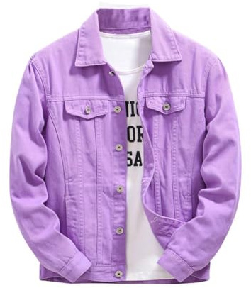 GINZOUS Men's Jean Fancy Color Denim Jacket Purple Size L