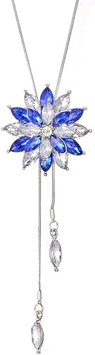 TOFBS Blumenform Kristall Halskette Lange Kette Anhänger Schmuck Damenschmuck Elegant Verstellbar Quaste Accessoire