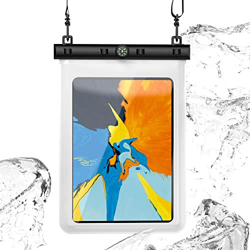 N NEWTOP Cover Impermeabile Universale WA04 per Tablet 10 Pollici Massimo 24x19,5cm Custodia Subacquea Trasparente Plastica Borsa Tracolla Protezione Acqua Sabbia Pioggia Waterproof (Bianco)
