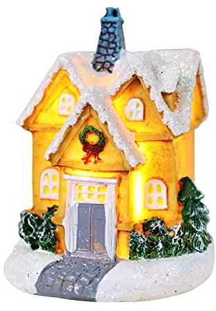 JAWSEU Weihnachtsdorf Beleuchtet LED Weihnachtshaus, Weihnachtsdeko Haus, Weihnachtsdorf Weihnachts Szene Tisch Deko Lichter Haus Beleuchtet