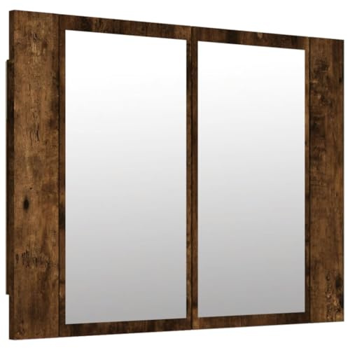 vidaXL LED-Spiegelschrank Räuchereiche 60x12x45 cm Holzwerkstoff