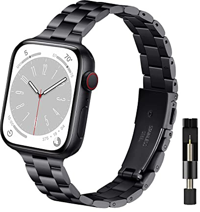WoPail Armband för kvinnor kompatibelt med Apple Watch 49 mm 46 mm 45 mm 42 mm serie 9/8/7/6/5/4/3/2/1/Ultra 2, ersättningsarmband för kvinnor i rostfritt stål premium kvinnor metallarmband för
