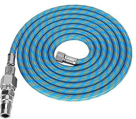 Airbrush Air Hose Kit, 6.0ft Nylon Braided Air Brush Hose Adapter with Standard 1/8 Size Fitting and a 1/4 Size Fitting for Spray Gun Air Compressor