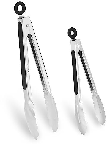 Lot de pinces de cuisine en acier inoxydable - Pour cuisine - 21 cm + 27 cm