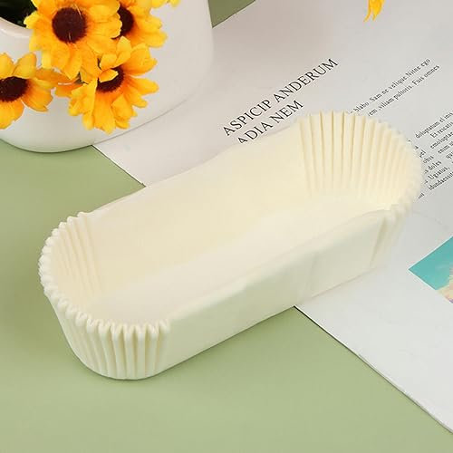 Lot de 100 moules à pain en papier sulfurisé - Plateau à gâteau long - Blanc
