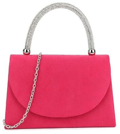 Girly Handbags Bolso de mano liso de ante sintético para mujer Fucsia
