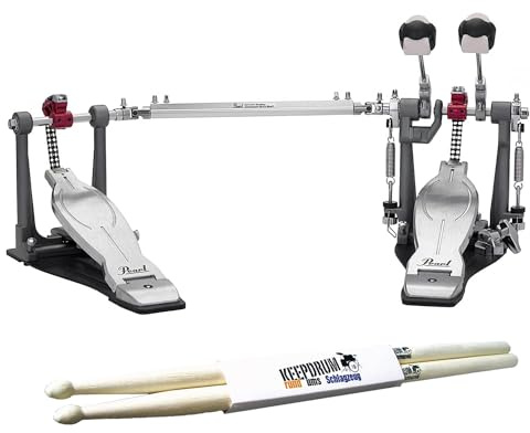 Pearl P-1032R Doppel-Fußmaschine Eliminator Solo Red + keepdrum Drumsticks