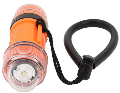 Tauch Blitzlicht, LED Taschenlampe mit Hohem Helligkeits Tauchsignal, Batteriebetrieben, Tragbare Wasserdichte Taschenlampe für Unterwasser Camping Abenteuer (ORANGE)