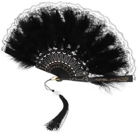 Cabilock Fächer Handfächer Für Tanz Feder Design Fächer Für Hochzeitsdekoration Vintage Spitzen Fächer Hochzeits Fächer Kostüm Spitzen Fächer Braut Feder Fächer Vintage Fächer