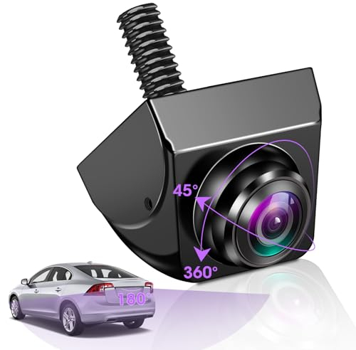 【Echte 180°】 Rückfahrkamera 180° Weitwinkel AHD 1080P Rückfahrkamera Auto 360° Drehbar Rückfahrkameras Metallgehäuse Ruckfahrkamera Nachrüsten für Auto Wohnmobil Nachtsicht IP69K Wasserdicht 12V-24V