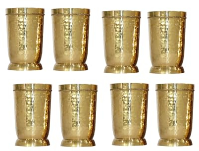 BRACOP® Wasserbecher, Kelch, Weintrinkgläser, Moscow Mule Becher-Set, Moderne Glaswaren, Becher aus goldenem reinem Kupfer für Party, Hochzeit, Jahrestag, Geschenke
