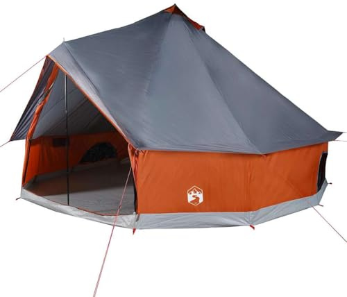vidaXL Familjetält tipi 12 person grå och orange vattentätt