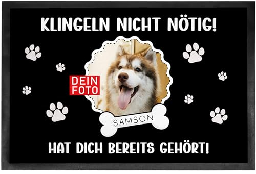 kleinebuchstaben Fußmatte Eingangstür Haustür Klingeln Nicht nötig Schwarz 1 Hund personalisiert - Hundematte, Fußabtreter außen, Fußmatte lustig - Geschenkidee für Hundebesitzer, Hund
