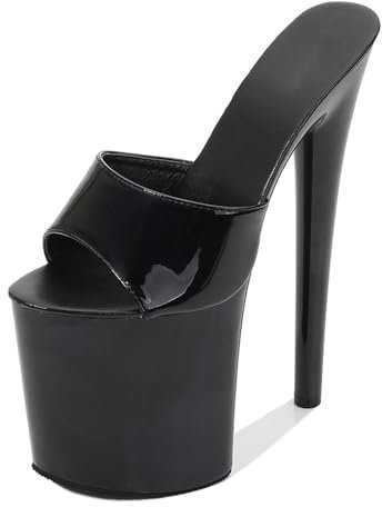 Plateau-Stiletto-High-Heels für Damen – Plateau-Sandalen mit offener Spitze – 20 cm Absatz – Pole Dance-Schuhe für den Alltag,Schwarz,38 EU