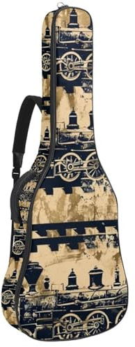 Vintage Distressed Steam Engine 41 106,7 cm Akustikgitarrentasche mit verstellbarem Schultergurt Gitarrentasche mit Rückenaufhänger, geeignet für E-Gitarren, Bassgitarren, klassische Gitarren,
