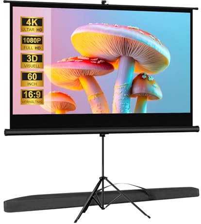 VISULAPEX 60 Schermo Proiettore 16:9 Telo Proiettore con Supporto Regolabile con Borsa per il Trasporto, Schermo per Proiettore da Interni e Esterni per Film/Presentazioni