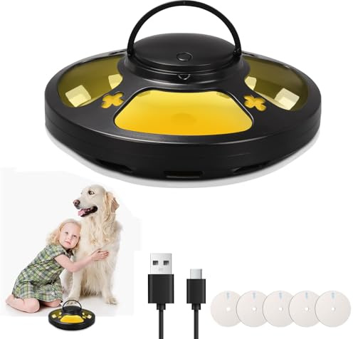 Longzhuo Floh Falle für Home Omnidirectional Floh Catcher mit 2 Klebstoff Pads & 2 Lichtmodi, sichere Indoor Schädlingsbekämpfung für Schlafzimmer, Wohnzimmer & Küche (schwarz)