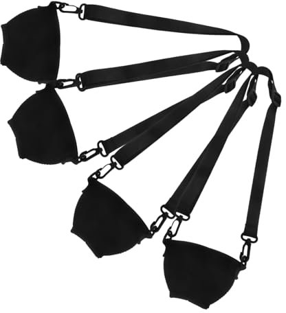 HOOTNEE 4 Pcs Insulated Wine Glass Holder Set Adjustable Neck Strap Neoprene Stemmed Glass Lanyards for Wine Tasting Festival Parties in Black Large Size Funnel