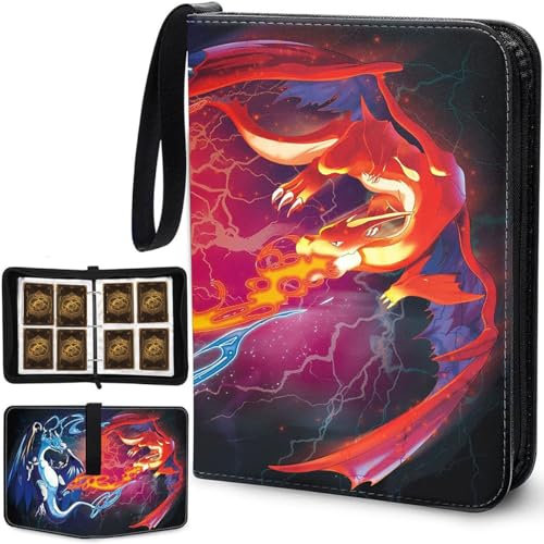 Album per Carte, Raccoglitore Carte, Album Raccoglitore Porta, Album di Carte Collezionabili, Cartella da Collezione, 50 Pagine, Capacità 400 Carte (Rosso)