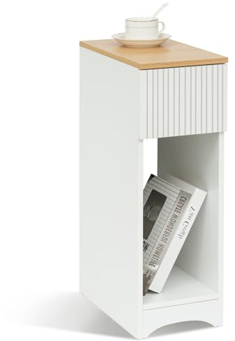 Awhtixbo Vitt nattduksbord, resårsäng nattduksbord med låda för sovrum och barnrum, sidobord för resårsäng soffa, telefonbord mått: 20 x 35 x 60 cm, A